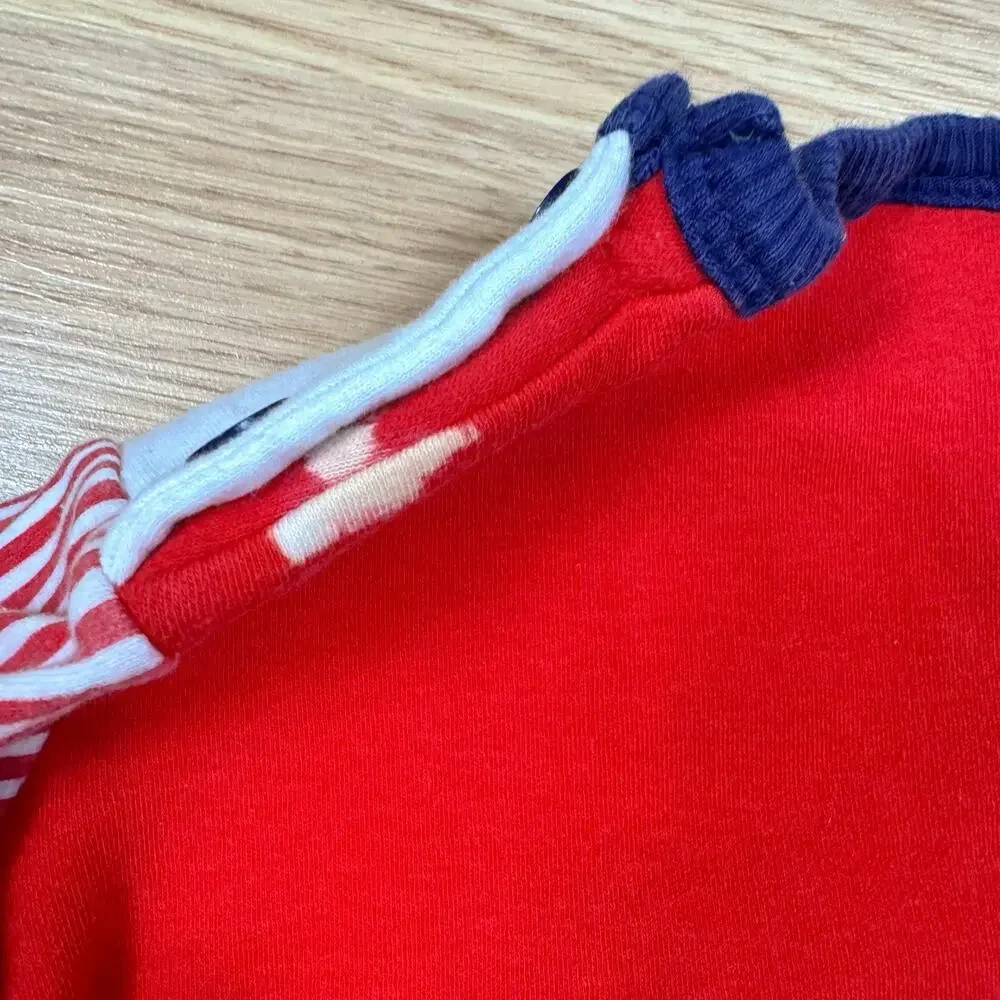 Baby Boys Vintage Bodysuit 24 Months 100% Cotton Baseball Bear Red White Sports